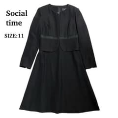 東京ソワール Social time ブラックフォーマル ワンピーススーツ11号