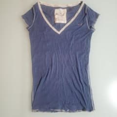 Hollister VネックTシャツ Mサイズ 青のサムネイル