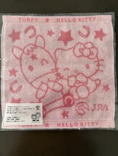 ​【新品未開封】JRAターフィー ハローキティ ハンドタオル1枚 ピンク 非売品のサムネイル