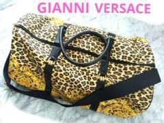 GIANNI VERSACEレオパード柄ボストンバッグ　大型旅行バッグ　ドラム型 GIANNI VERSACEレオパード柄ボストンバッグ 大型旅行バッグ ドラム型