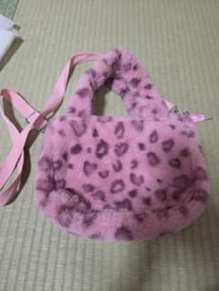 ピンク ヒョウ柄 ファー トートバッグ ショルダーのサムネイル