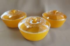 昭和レトロ 未使用 プラスチック菓子器 蓋付きボウル 3個セット