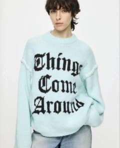 moussy Things Come Around ロゴニット ライトブルーのサムネイル