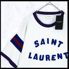 【未使用タグ付き】サンローランパリ　ヴァーシティ フェルト刺繍ロゴ Tシャツ 未使用タグ付き】サンローランパリ ヴァーシティ フェルト刺繍ロゴ T