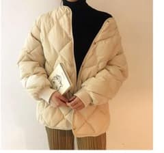 ノーカラー ダウン ジャケット アウター オフホワイトのサムネイル
