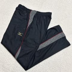 MIZUNO 裏起毛 ウインドブレーカー パンツ 刺繡 ロゴ 黒/灰 Lのサムネイル