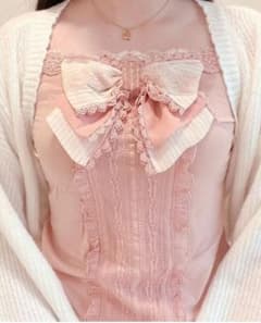 axes femme ビックリボン フリル キャミソール M アイボリー　姫系 axes femme ビックリボン ピンク キャミソール フェアリー 森ガール