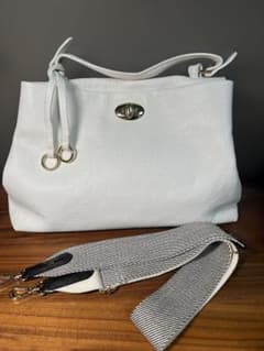 美品】ASHELEN アッシュエレン 2way レザーバッグホワイトイタリア製 