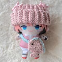 【ピンク】 恐竜ポシェット ニット帽 セット にじぱぺっと ぬい服10cmのサムネイル