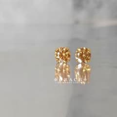 【再販】幸運呼ぶ金蜜モアサナイトの4mmひと粒ピアス｜琥珀ゴールド｜お守りピアスのサムネイル
