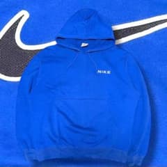 90s old nike 銀タグ パーカー ブルー 刺繍 ビックスウォッシュ - メルカリ