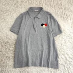 24363✨モンクレール トリコロール 半袖ポロシャツ グレー 3連ワッペン 綿 24363✨モンクレール トリコロール 半袖ポロシャツ グレー 3連ワッペン