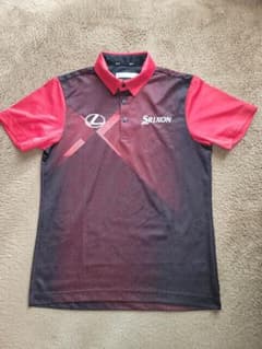 レクサス×スリクソン×デサント 松山英樹 ゴルフシャツ Mサイズ 赤×黒