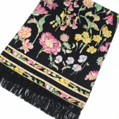 Leonard レオナール　花柄ストール ショールフリンジ付き LEONARD ストール ショール トリム フラワー 花柄 フリンジ - メルカリ