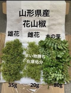 ラスト山形県花山椒　雄花35g 雌花20g木の芽80gのサムネイル