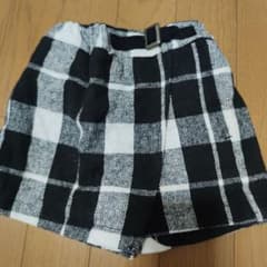チェック柄 キュロット スカート ブラック ホワイトのサムネイル