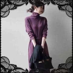 ✻新商品✻ロングニットワンピース 紫のサムネイル