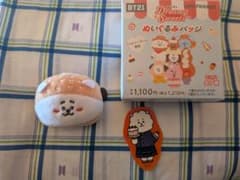 BT21☆파미마 한정 봉제인형 배지☆스이파라콜라보 플레이크 씰☆RJ☆