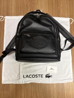 LACOSTE ブラック レザー 黒リュック 新品 ラコステ