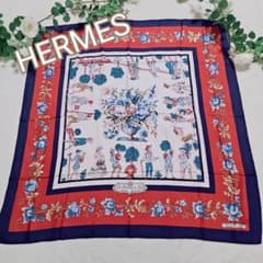 希少レア❗HERMES　庭師のロイ　カレ90 大判シルクスカーフ　レッド系 希少レア❗HERMES 庭師のロイ カレ90 大判シルクスカーフ レッド系