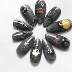 【ネイルチップ】ジェル マグネット ハロウィン 黒色 ♡限定価格送料込♡のサムネイル