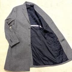 美品⭐️HILTON カシミヤ チェスターコート グレー　Lサイズ キルティング 美品⭐️HILTON カシミヤ チェスターコート グレー Lサイズ
