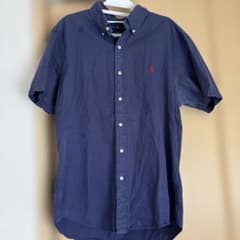 古着　RALPH LAUREN 半袖シャツ ネイビー SLIM FITのサムネイル