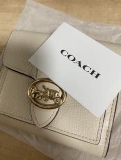 COACHコーチ 折り財布ジョージースモールウォレットホワイト白のサムネイル