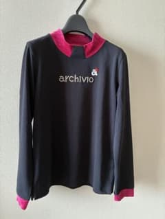 archivio アルチビオ 長袖ポロシャツ ベロア襟 ネイビー×ピンク40のサムネイル