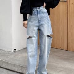 スリットデニムワイドパンツ[cu420]のサムネイル