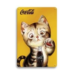新品 コカコーラ ブリキ看板 猫 キャット レトロ アンティーク