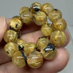 ヘマタイト入りタイチンルチル　20mm 内径19cm □ヘマタイトゴールドタイチンルチルクォーツ222□ - メルカリ