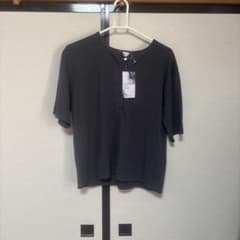 Linoluce リブヘンリーネック半袖Tシャツ ダークグレー 3L