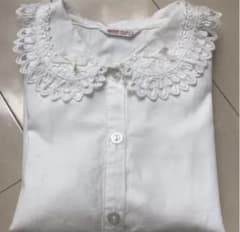 襟が素敵✨長袖ブラウス ホワイト 110cmのサムネイル