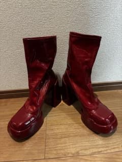 CHARLES&KEITH 厚底ロングブーツ レッド24.5cmのサムネイル