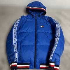 TOMMY HILFIGER フード付きダウンジャケット 青のサムネイル