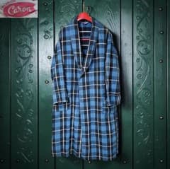 50-60s 빈티지 Creation Caron 체크 무늬 가운 블루 L