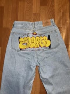 XLARGE エクストララージ デニムパンツ 32 グラフィック刺繍 ライトブルのサムネイル
