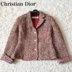 Christian Dior ドット柄 ペプラム ニット ジャケット ジップ 極美品✨】クリスチャンディオール ニットジャケット バージャケット
