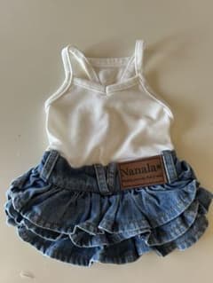 ホワイトメッシュデニムスカート犬服のサムネイル