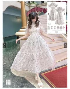 GRL 花柄ショルダーオープンリボンシアーワンピース Lサイズのサムネイル