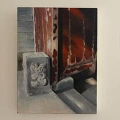 油彩画 北京胡同の四合院と夕日 原画 m20172013535_1.jpg?1740544576