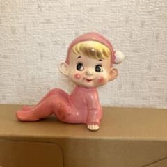 レトロ 陶器製 人形 置物 ピンクのサムネイル