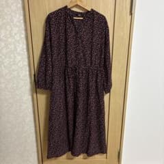 UNIQLO プリントVネックロングシャツワンピース Lのサムネイル
