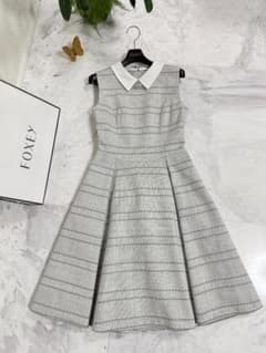 定価約13万☆極美品☆FOXEY/フォクシー ドレス フレンチボーダー白衿