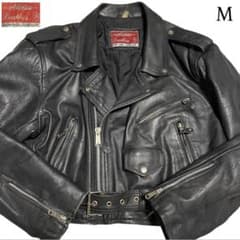 vintage】牛革 本革 カウハイドダブルライダースジャケット ブラック M