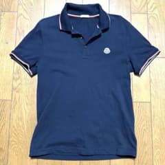 MONCLER モンクレール ポロシャツ ネイビー 襟トリコロールライン S