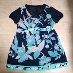 ＊LEONARD＊爽やかな 花柄 半袖チュニック LEONARD FASHION 花柄 チュニック 半袖 ネイビー レオナード - メルカリ