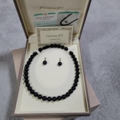 Victorian JET ジェット ネックレス イヤリング セット K14刻印 Victorian JET ジェット ネックレス イヤリング セット K14刻印 - メルカリ