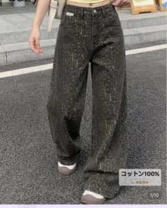 shein Dazy レオパード柄 ワイドデニムパンツのサムネイル